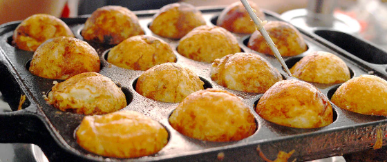 Takoyaki being made