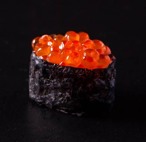 Ikura sushi served gunkanmaki style