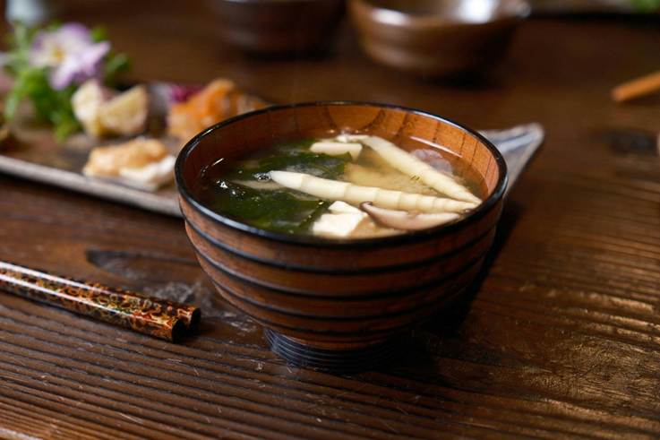 A bowl of miso soup.