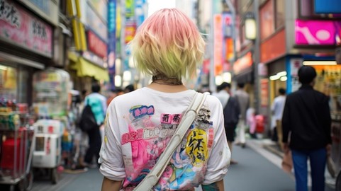 A woman who reflects the quirky vibe of Harajuku shopping street
